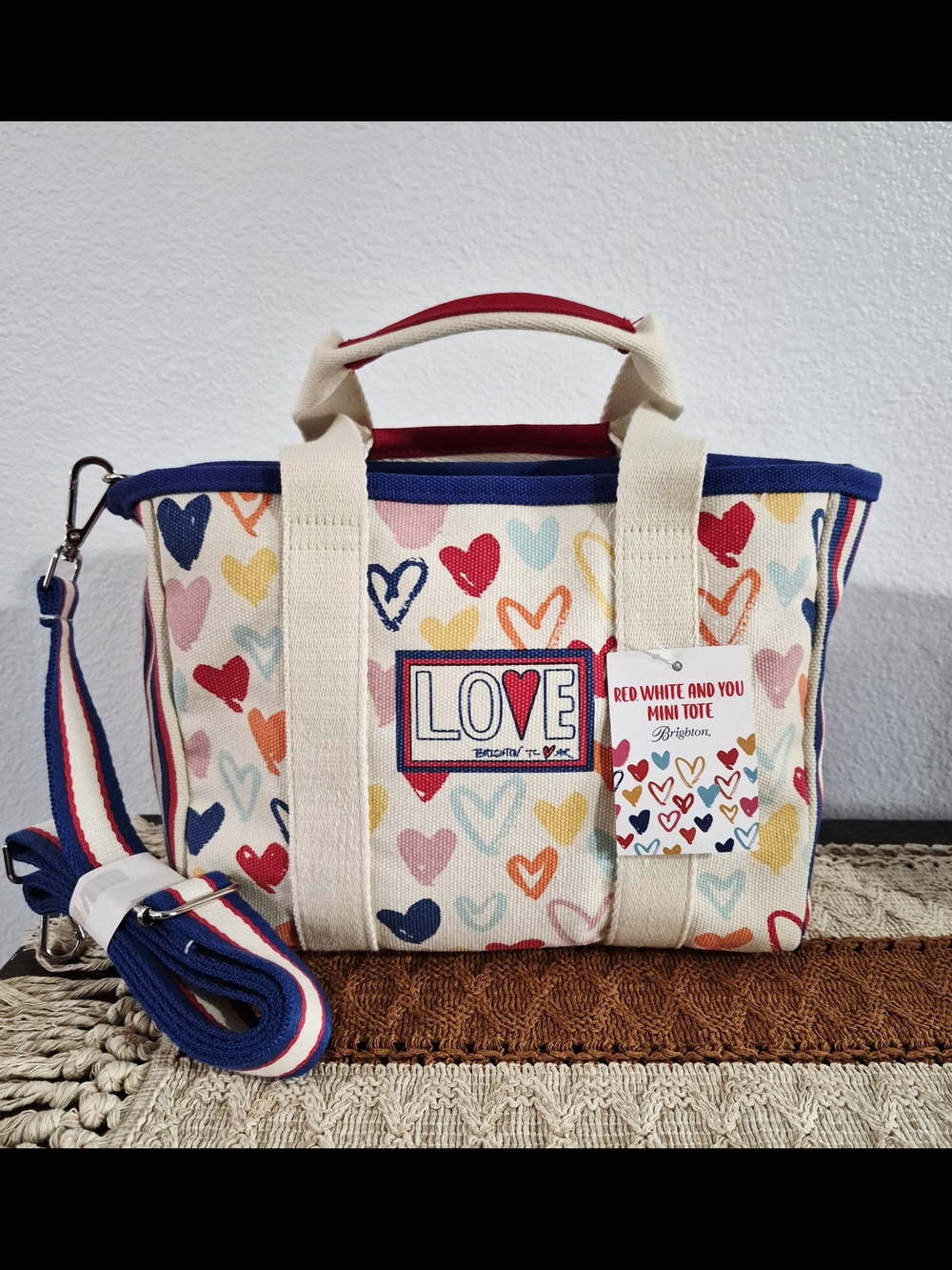 Brighton LOVE Red, White And You Heart-Print Mini Tote